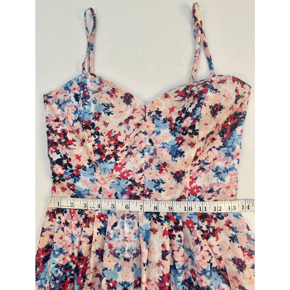Parker Floral Maxi Dress Spaghetti Strap Fitted Bodice Pink Blue Size S - Picture 8 of 10